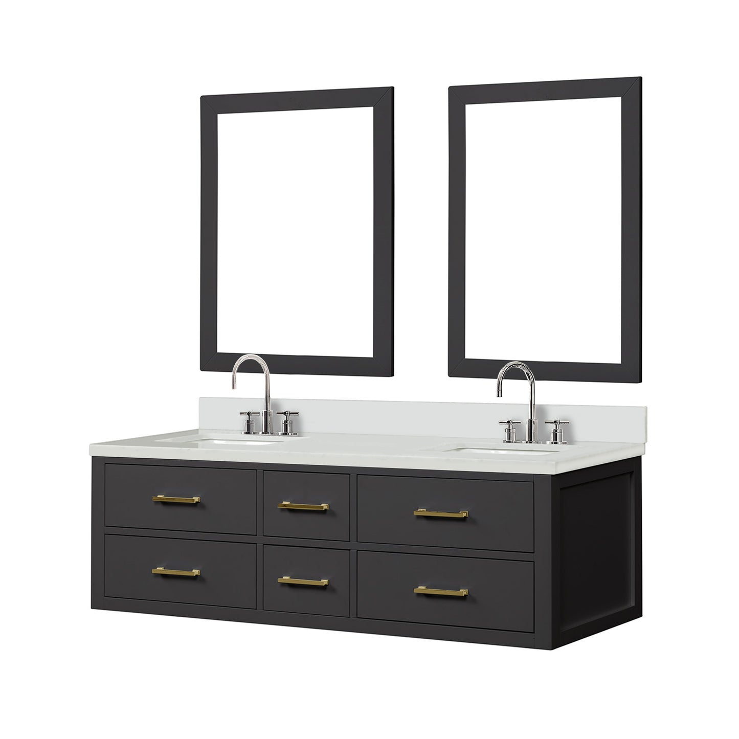 Castor 60 in W x 22 in D Black Double Bath Vanity