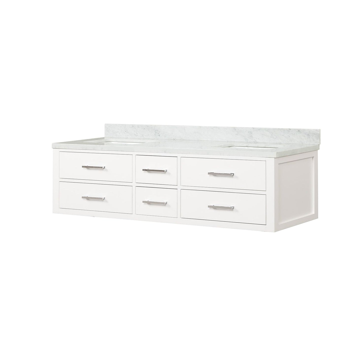 Castor 72 in W x 22 in D White Double Bath Vanity