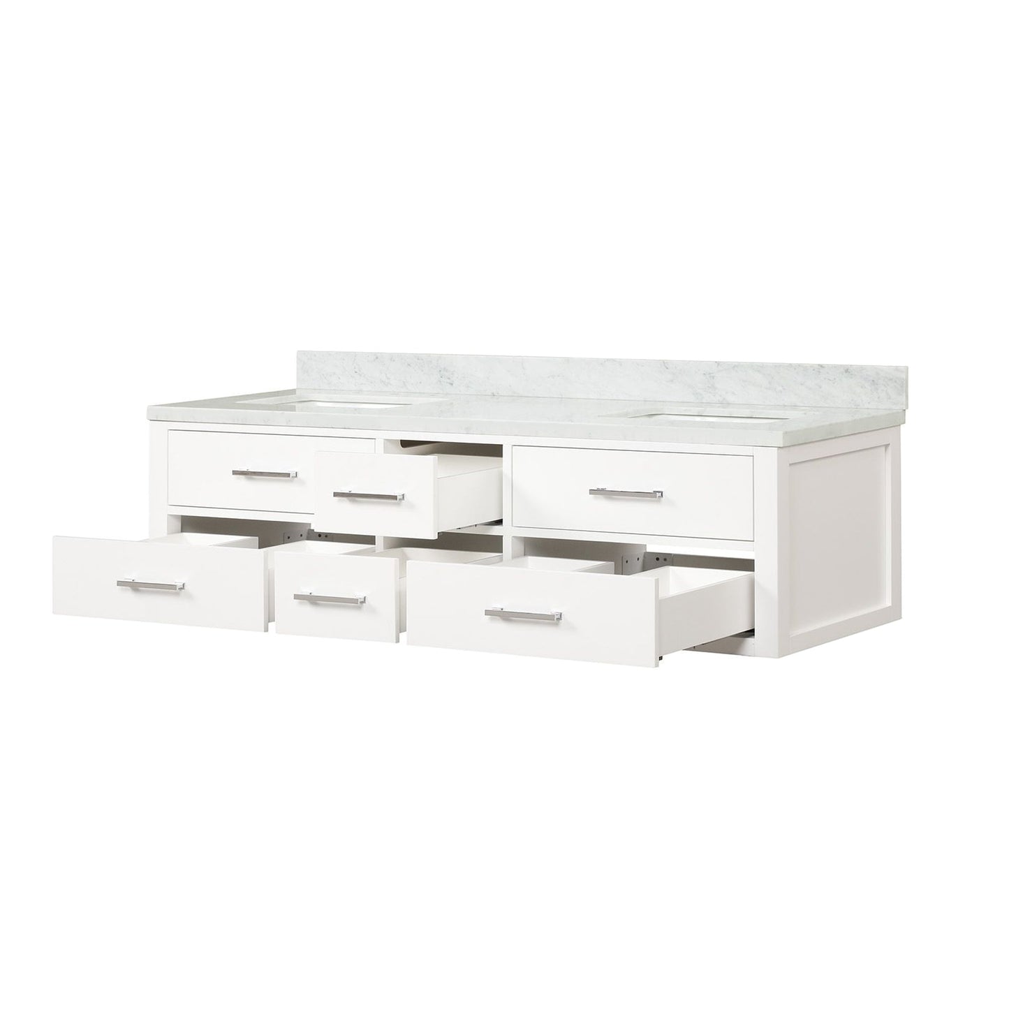Castor 72 in W x 22 in D White Double Bath Vanity