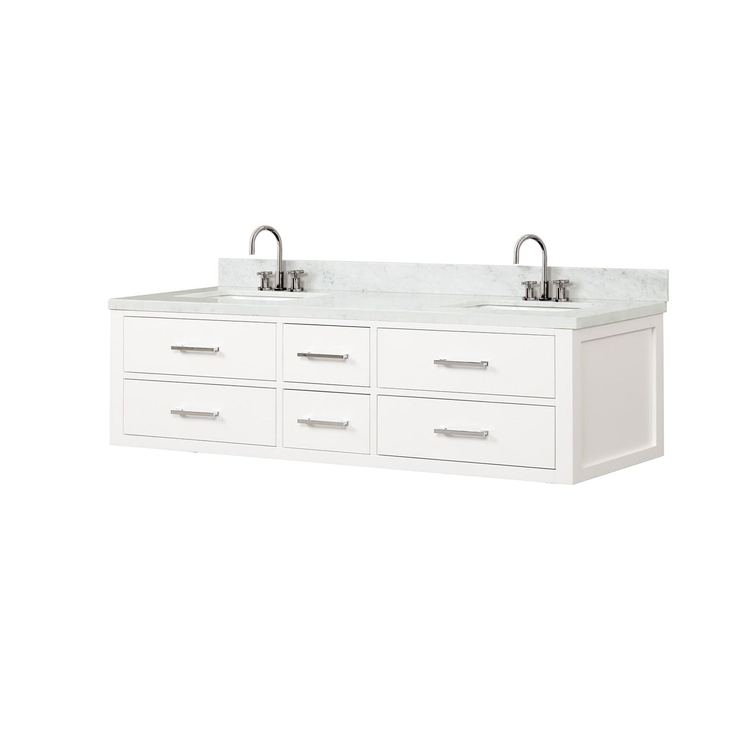Castor 72 in W x 22 in D White Double Bath Vanity