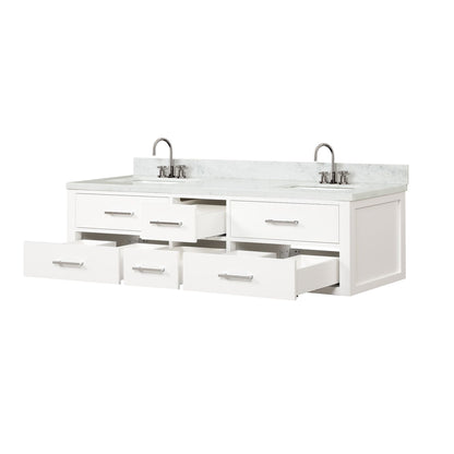 Castor 72 in W x 22 in D White Double Bath Vanity
