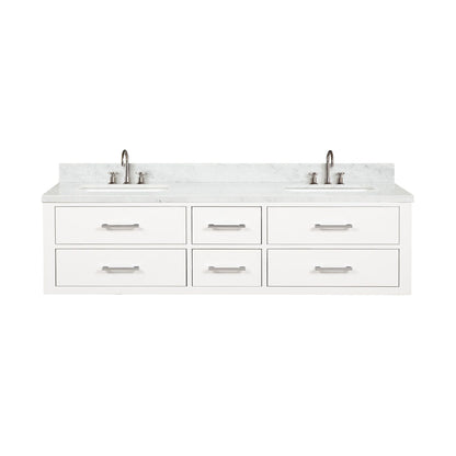 Castor 72 in W x 22 in D White Double Bath Vanity