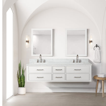 Castor 72 in W x 22 in D White Double Bath Vanity
