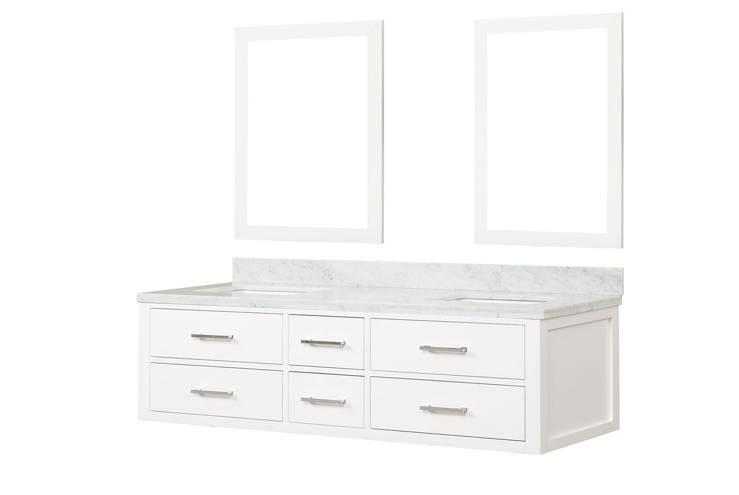 Castor 72 in W x 22 in D White Double Bath Vanity