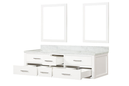 Castor 72 in W x 22 in D White Double Bath Vanity