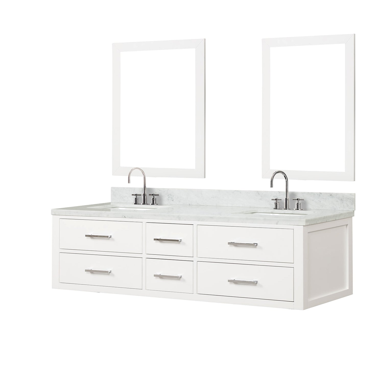 Castor 72 in W x 22 in D White Double Bath Vanity