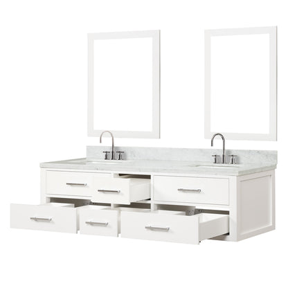 Castor 72 in W x 22 in D White Double Bath Vanity