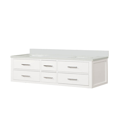 Castor 72 in W x 22 in D White Double Bath Vanity