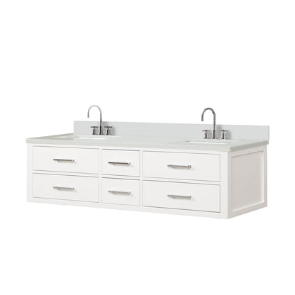 Castor 72 in W x 22 in D White Double Bath Vanity