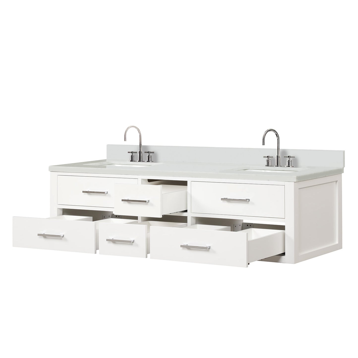 Castor 72 in W x 22 in D White Double Bath Vanity
