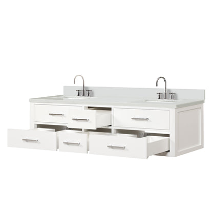 Castor 72 in W x 22 in D White Double Bath Vanity