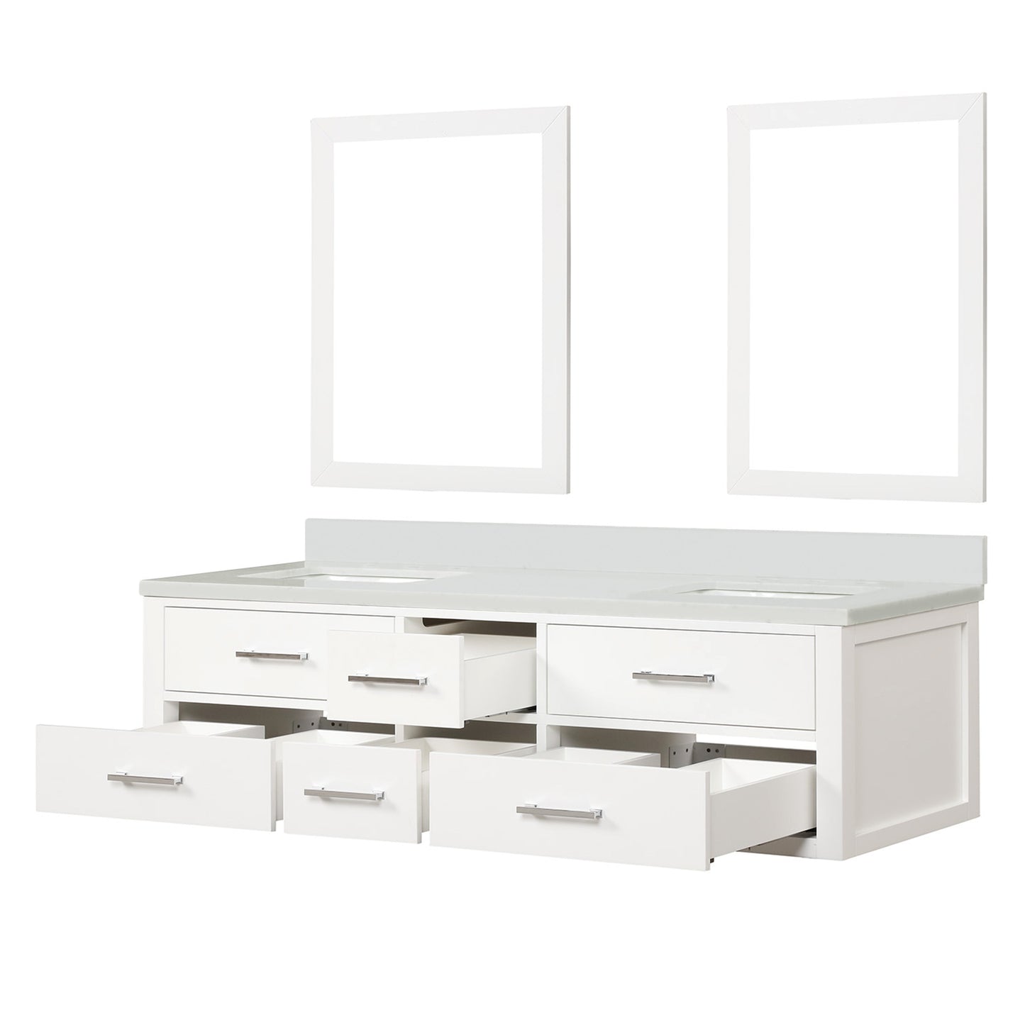Castor 72 in W x 22 in D White Double Bath Vanity