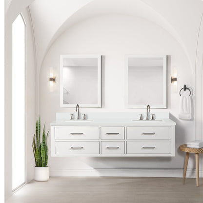 Castor 72 in W x 22 in D White Double Bath Vanity