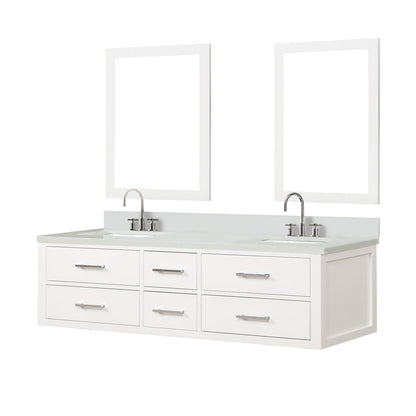 Castor 72 in W x 22 in D White Double Bath Vanity