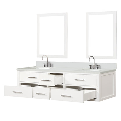 Castor 72 in W x 22 in D White Double Bath Vanity