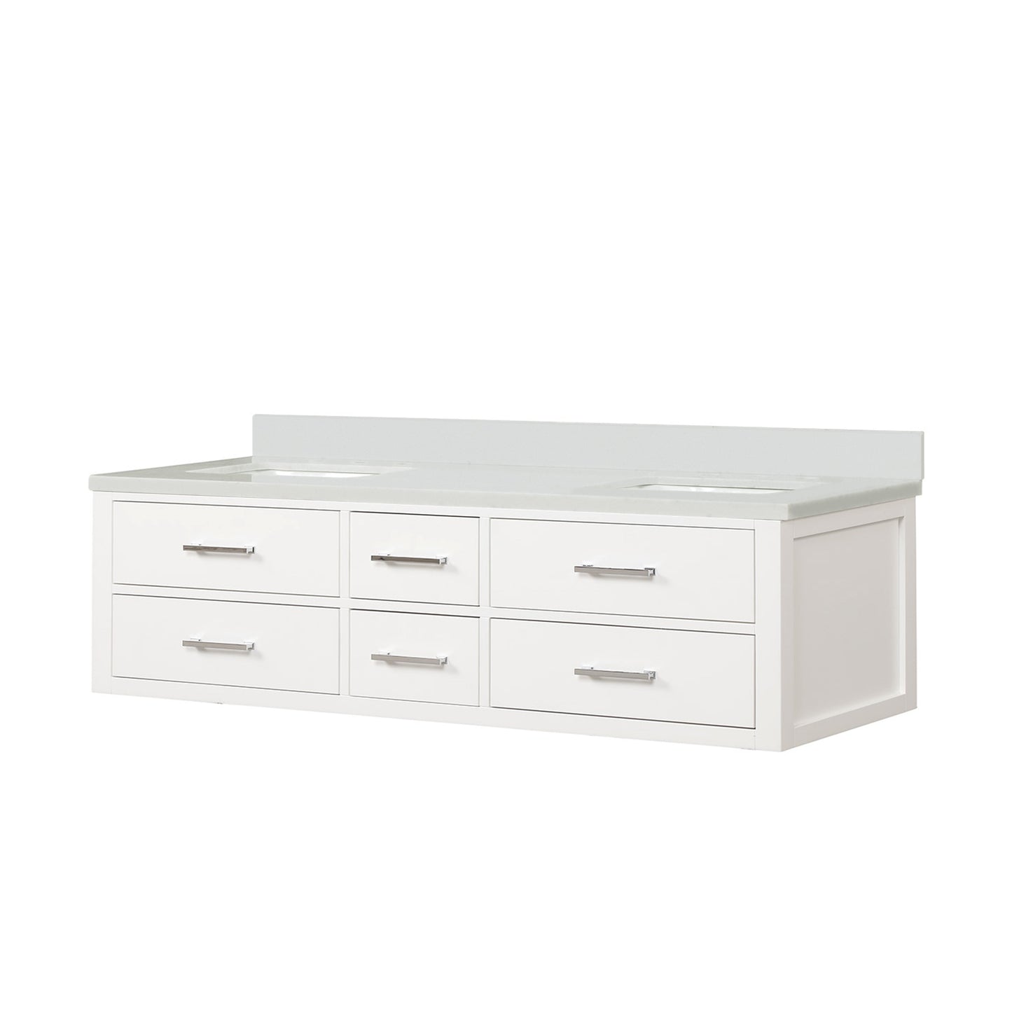 Castor 72 in W x 22 in D White Double Bath Vanity