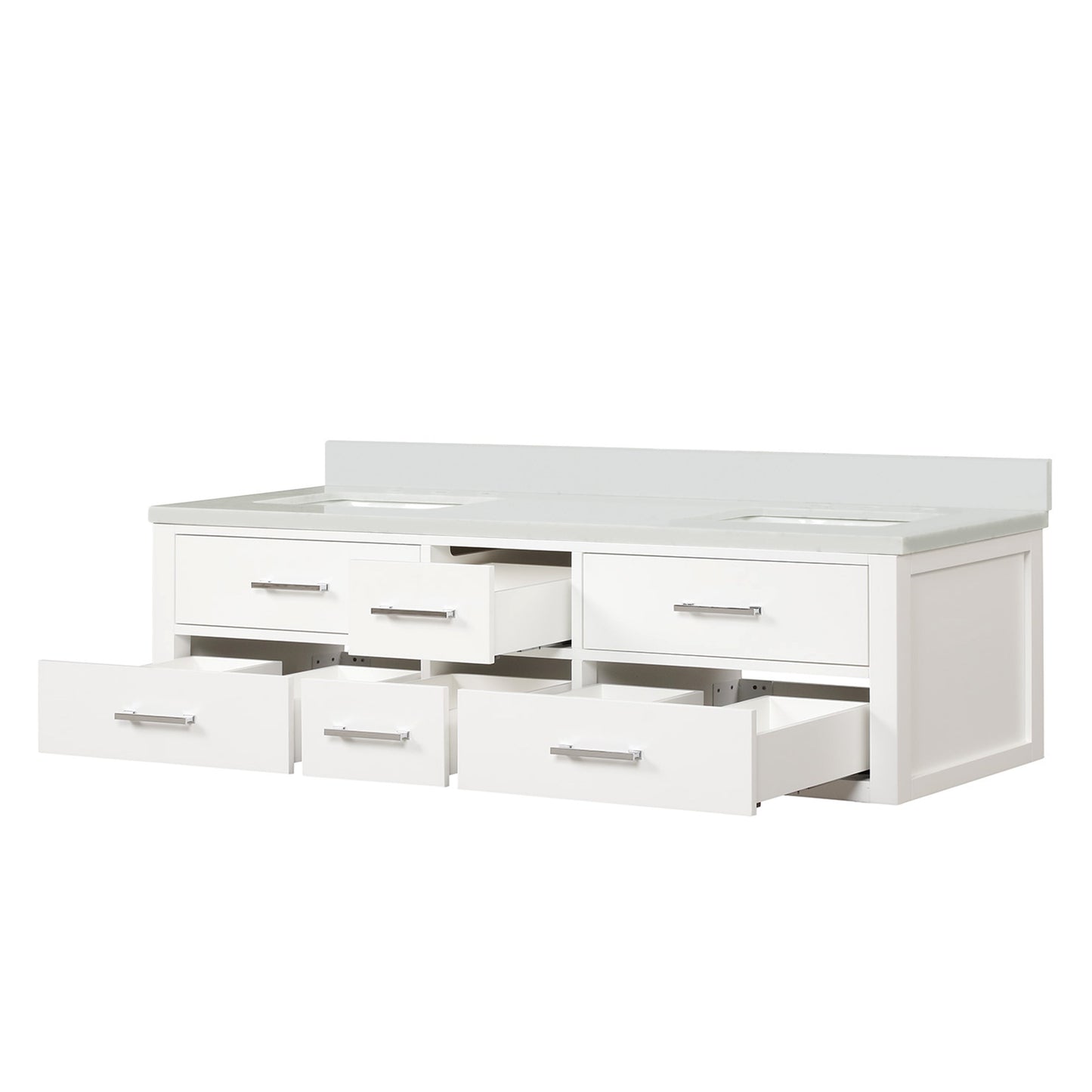 Castor 72 in W x 22 in D White Double Bath Vanity