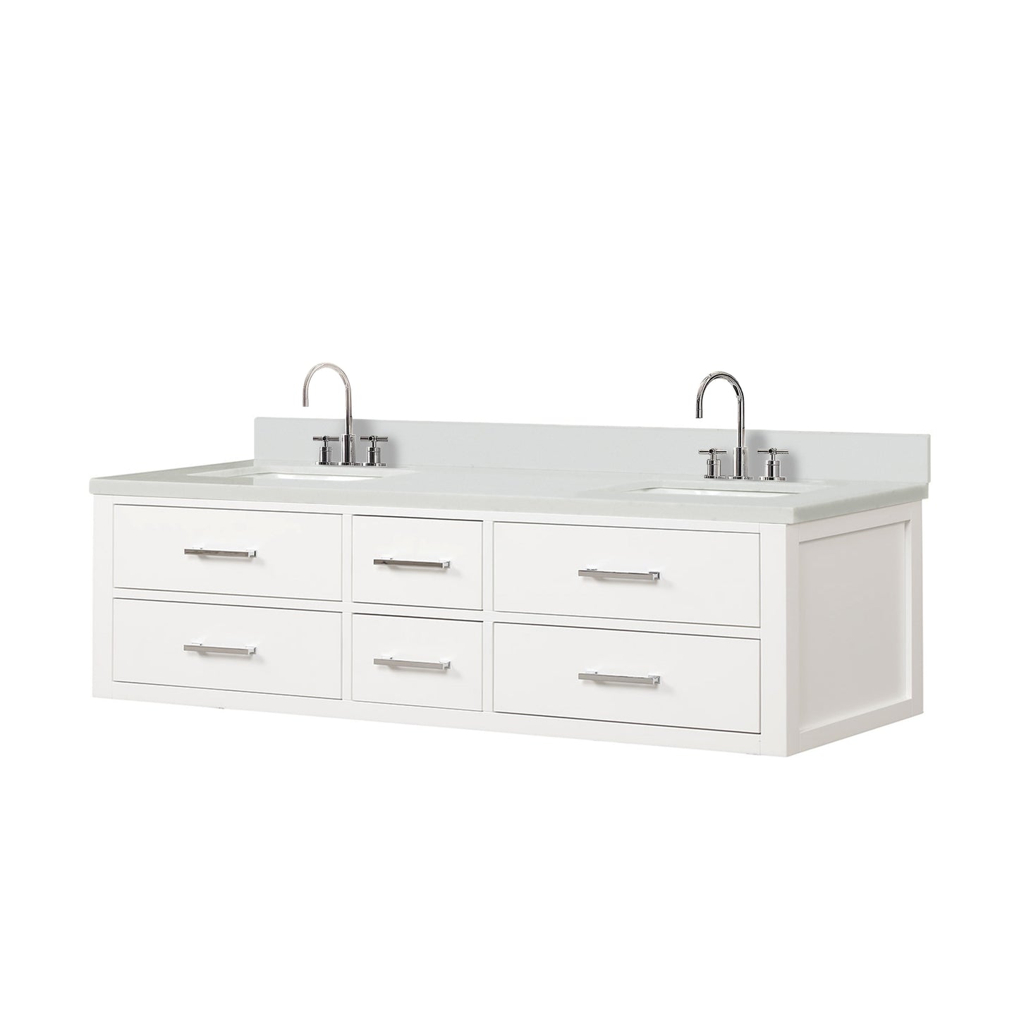 Castor 72 in W x 22 in D White Double Bath Vanity