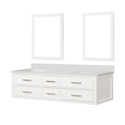 Castor 72 in W x 22 in D White Double Bath Vanity