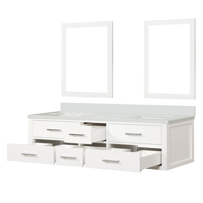 Castor 72 in W x 22 in D White Double Bath Vanity