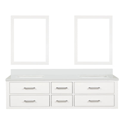 Castor 72 in W x 22 in D White Double Bath Vanity