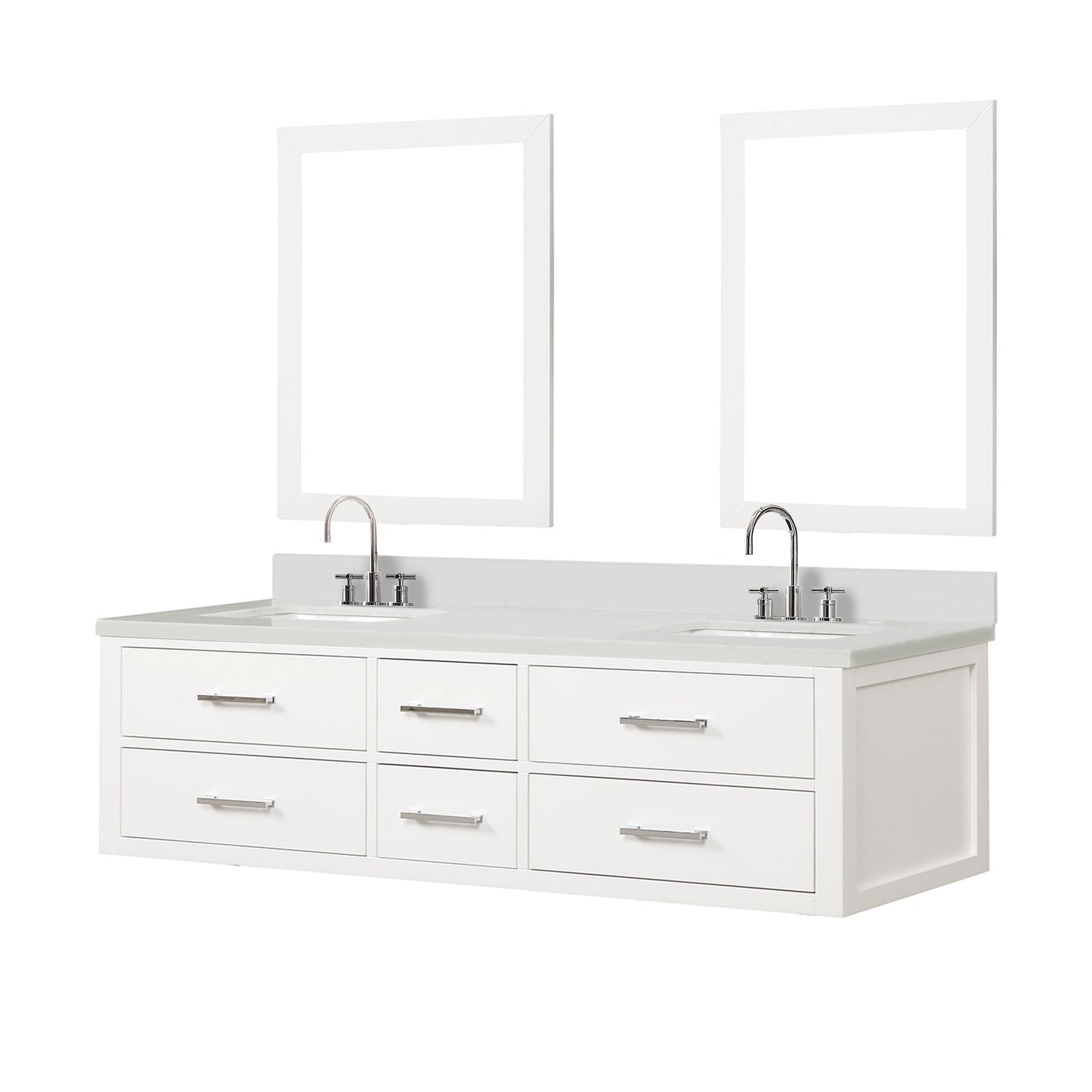 Castor 72 in W x 22 in D White Double Bath Vanity