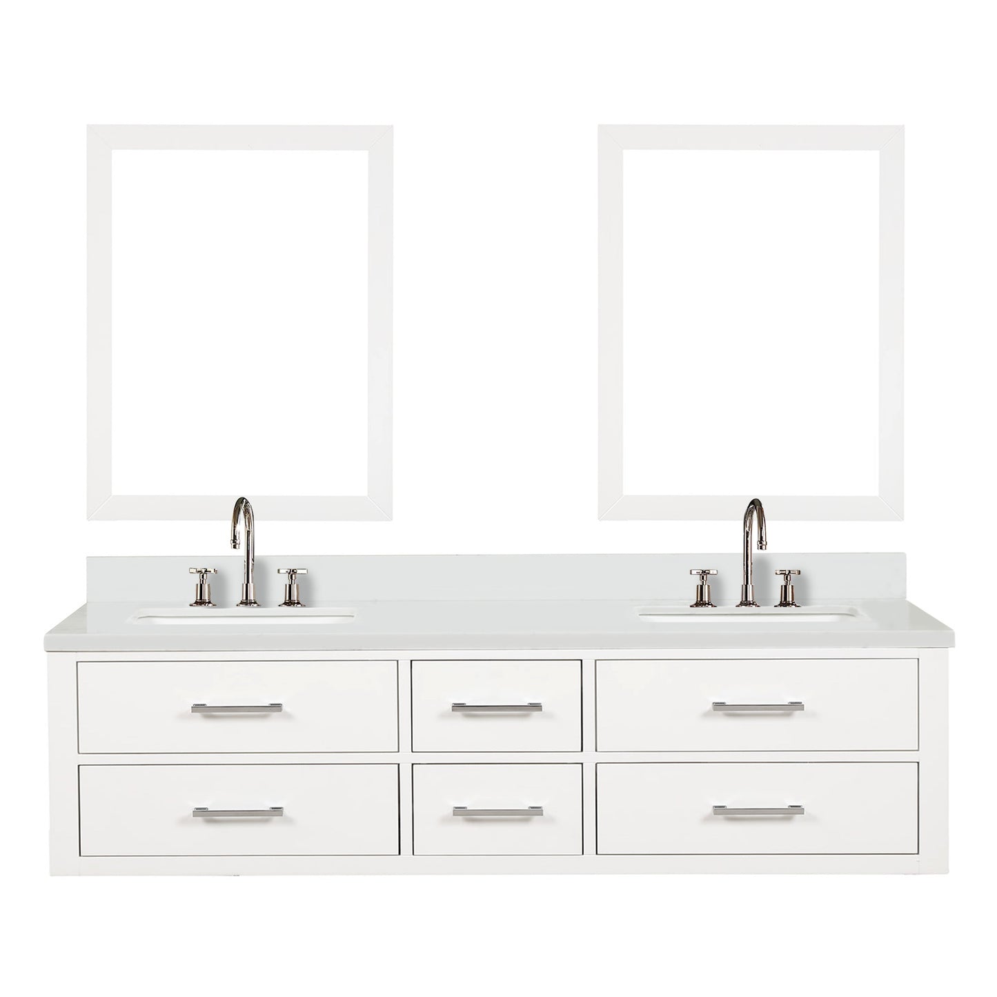 Castor 72 in W x 22 in D White Double Bath Vanity
