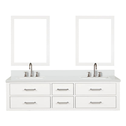 Castor 72 in W x 22 in D White Double Bath Vanity