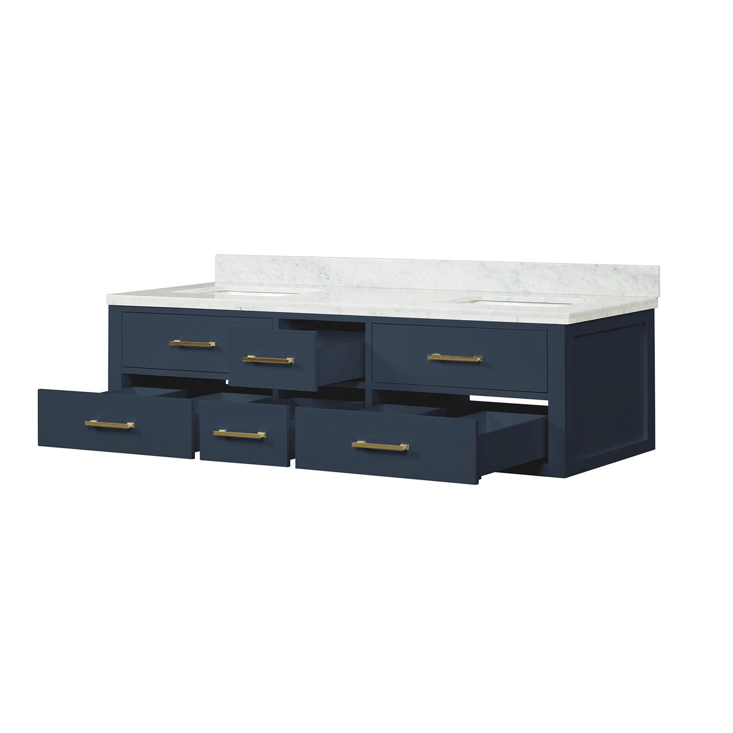 Castor 72 in W x 22 in D Blue Double Bath Vanity