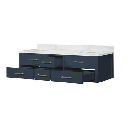 Castor 72 in W x 22 in D Blue Double Bath Vanity