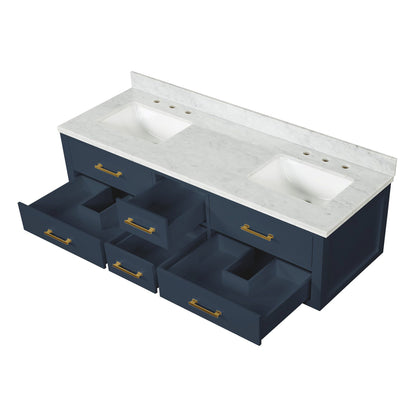 Castor 72 in W x 22 in D Blue Double Bath Vanity