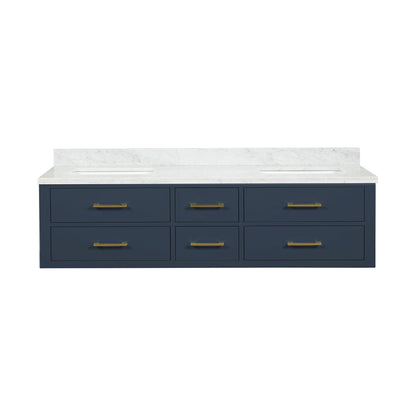 Castor 72 in W x 22 in D Blue Double Bath Vanity
