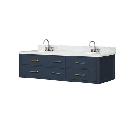Castor 72 in W x 22 in D Blue Double Bath Vanity