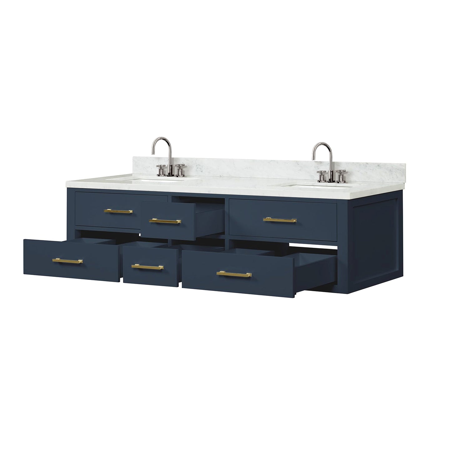 Castor 72 in W x 22 in D Blue Double Bath Vanity