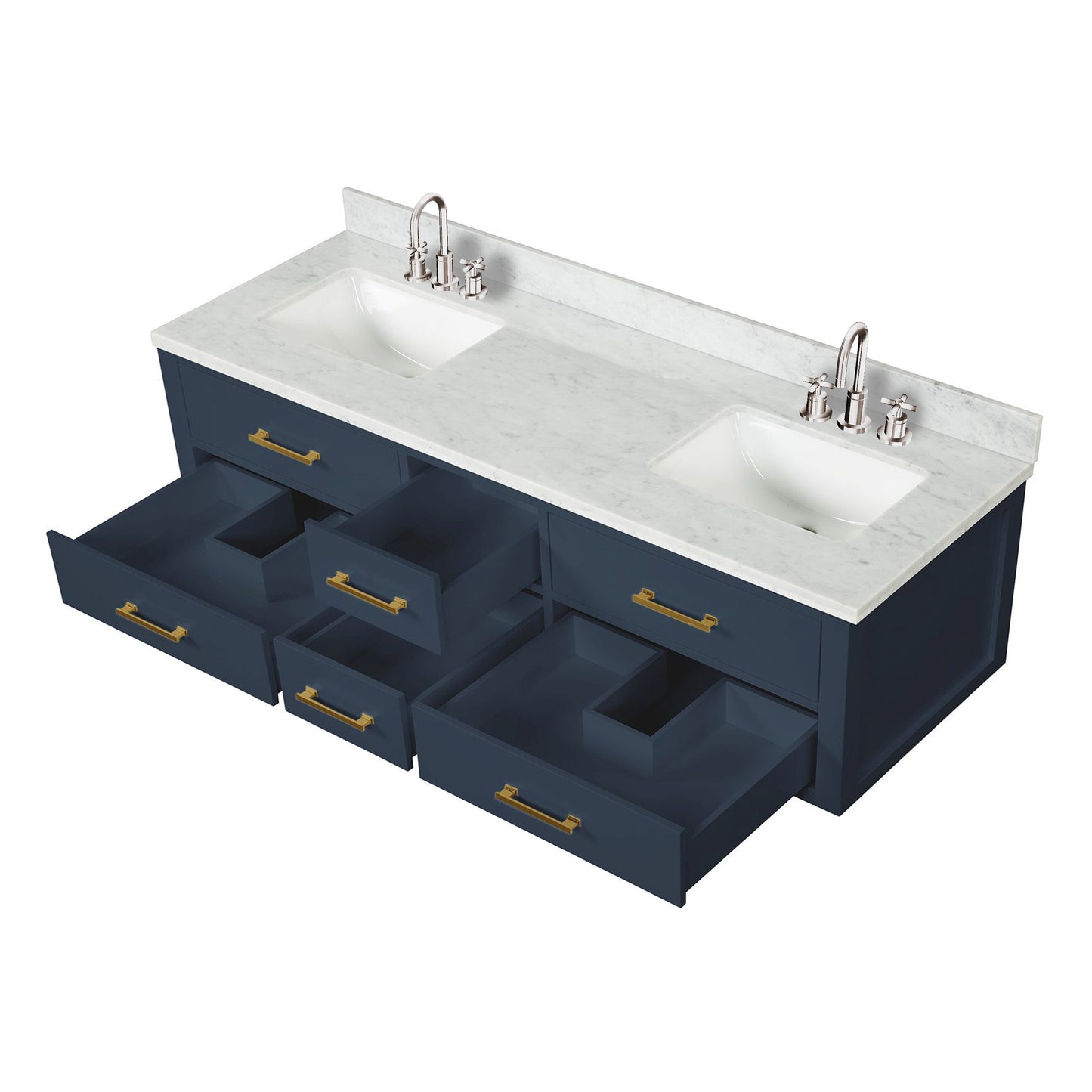 Castor 72 in W x 22 in D Blue Double Bath Vanity