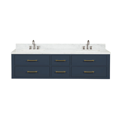 Castor 72 in W x 22 in D Blue Double Bath Vanity