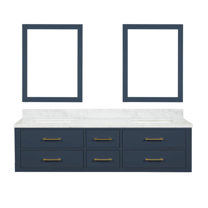 Castor 72 in W x 22 in D Blue Double Bath Vanity