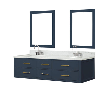 Castor 72 in W x 22 in D Blue Double Bath Vanity