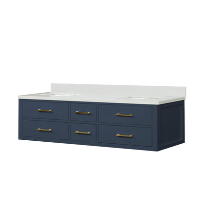 Castor 72 in W x 22 in D Blue Double Bath Vanity