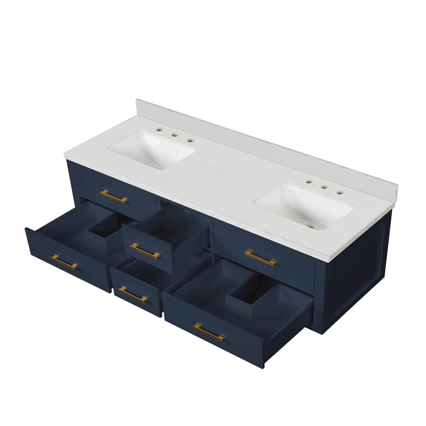 Castor 72 in W x 22 in D Blue Double Bath Vanity