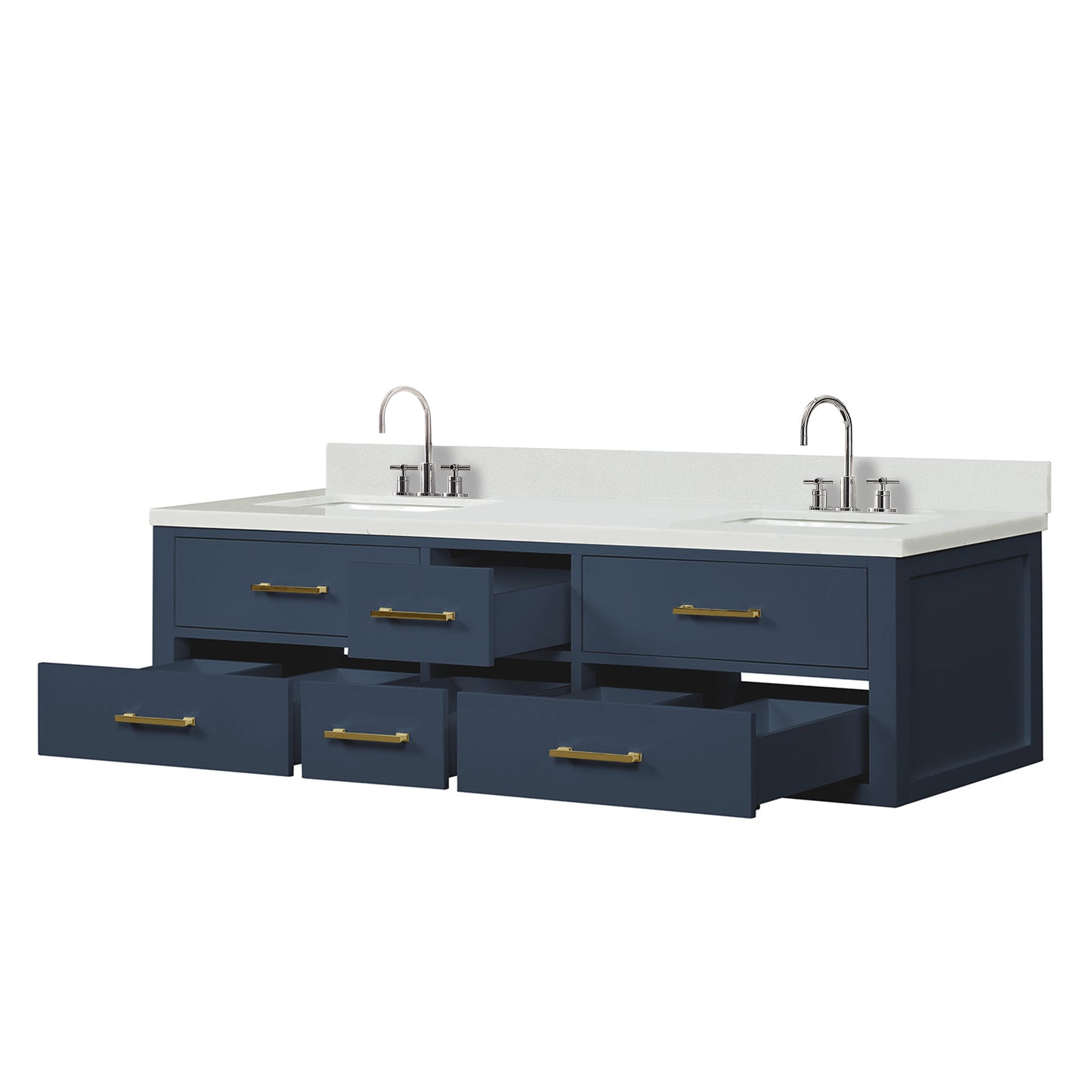 Castor 72 in W x 22 in D Blue Double Bath Vanity