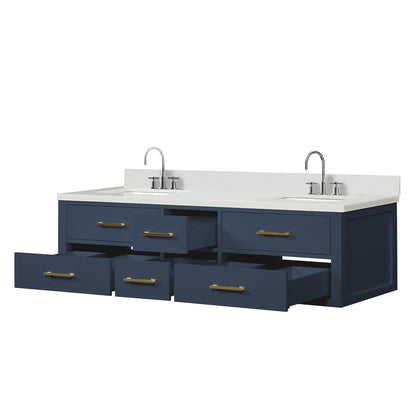 Castor 72 in W x 22 in D Blue Double Bath Vanity