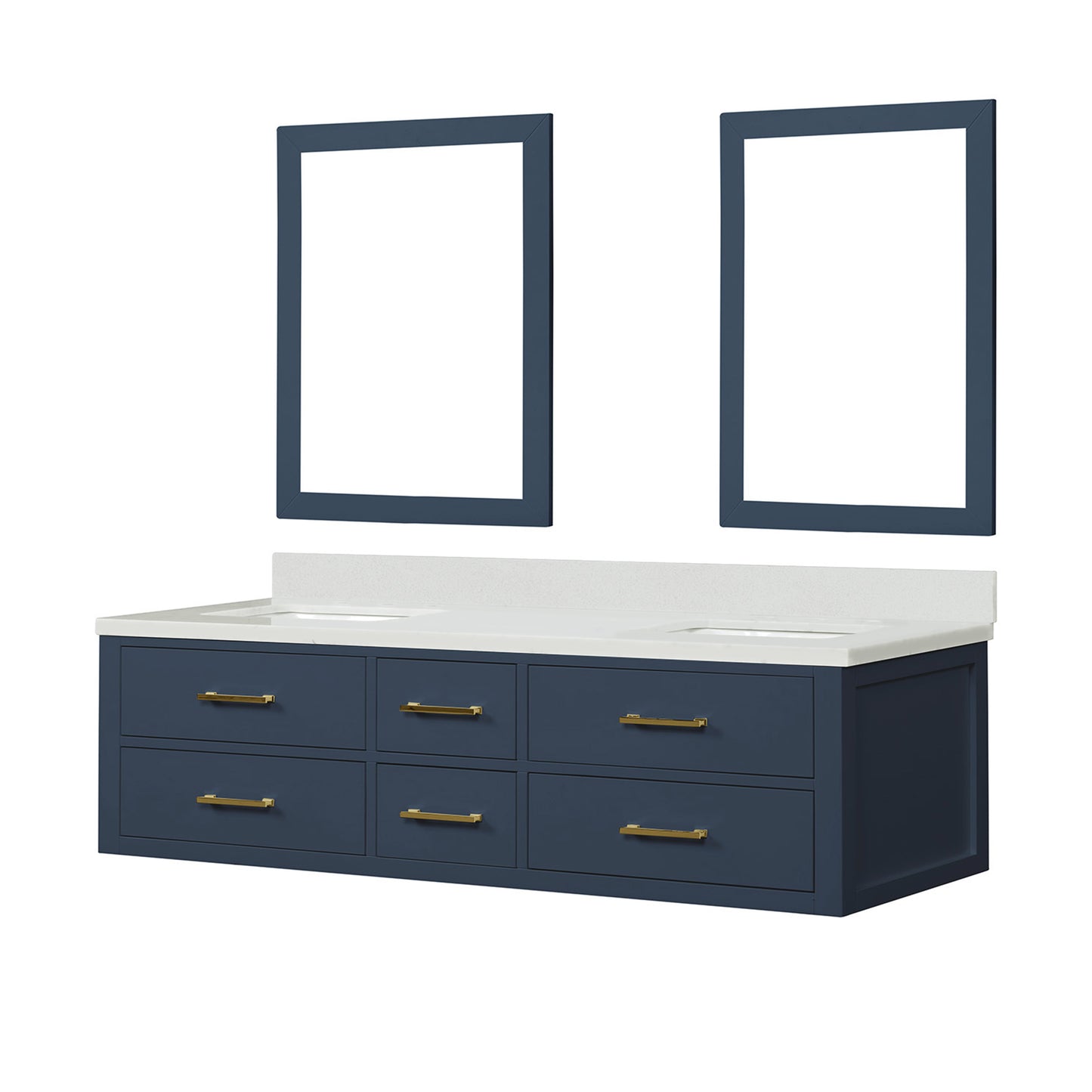 Castor 72 in W x 22 in D Blue Double Bath Vanity