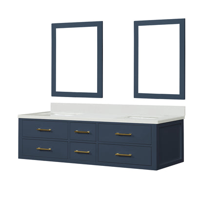 Castor 72 in W x 22 in D Blue Double Bath Vanity