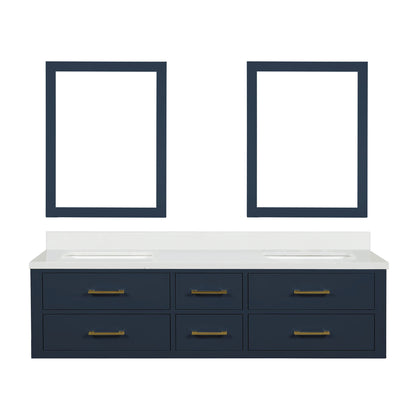 Castor 72 in W x 22 in D Blue Double Bath Vanity