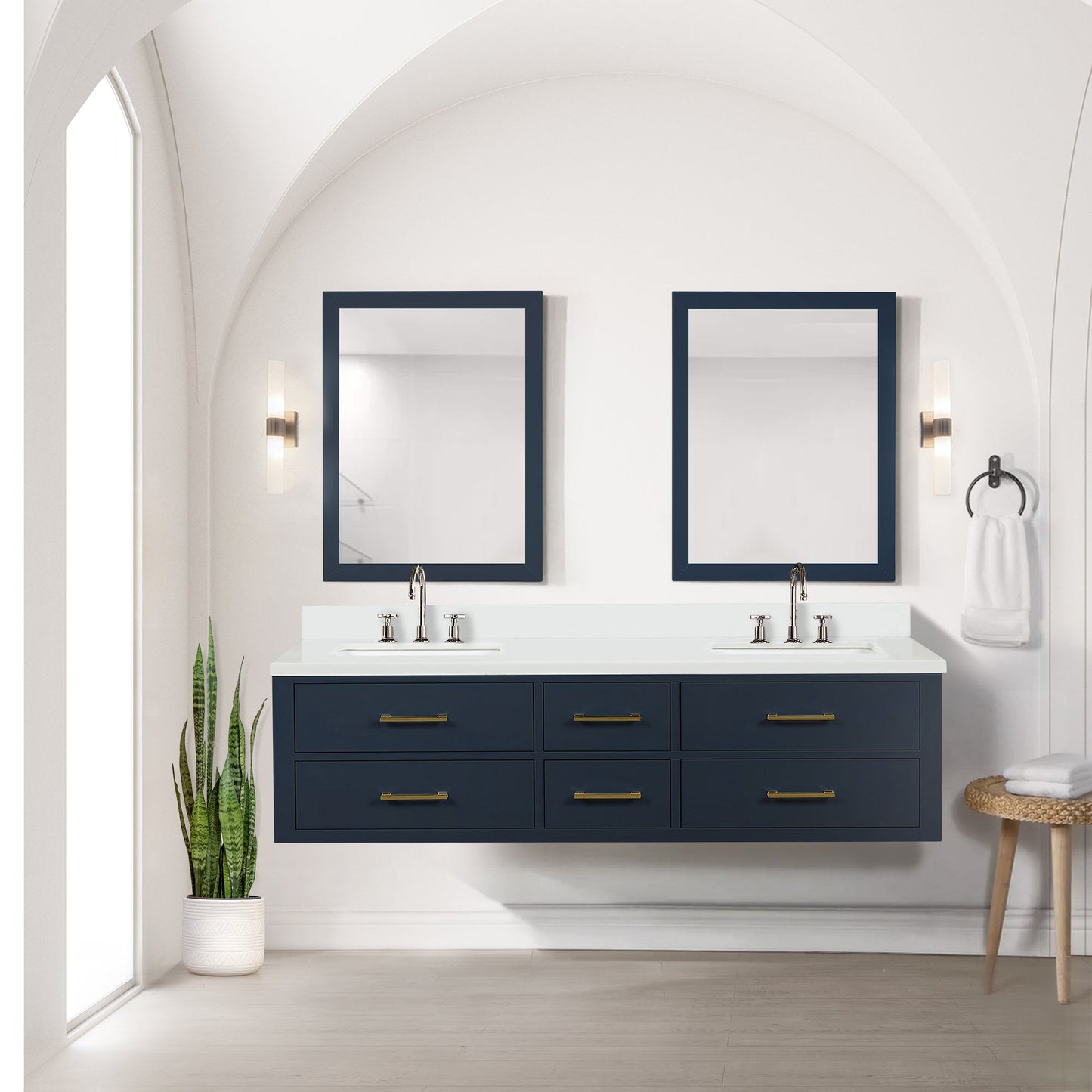 Castor 72 in W x 22 in D Blue Double Bath Vanity