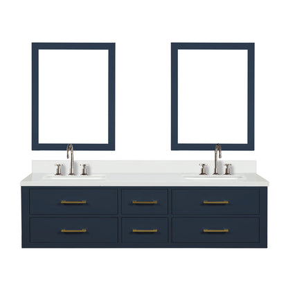 Castor 72 in W x 22 in D Blue Double Bath Vanity