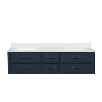 Castor 72 in W x 22 in D Blue Double Bath Vanity