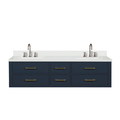 Castor 72 in W x 22 in D Blue Double Bath Vanity