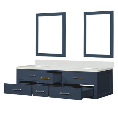 Castor 72 in W x 22 in D Blue Double Bath Vanity